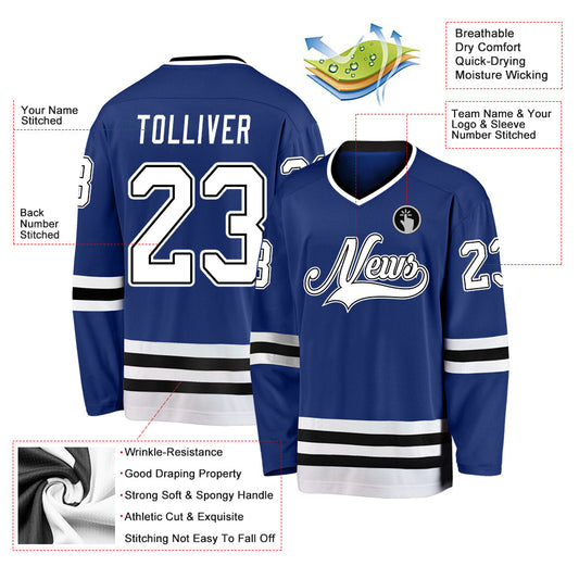Custom Royal White-Black Hockey Jersey - Sky-Custom