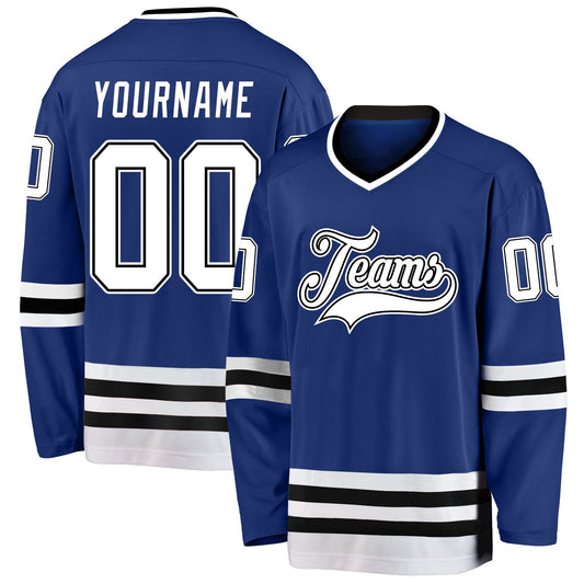 Custom Royal White-Black Hockey Jersey - Sky-Custom