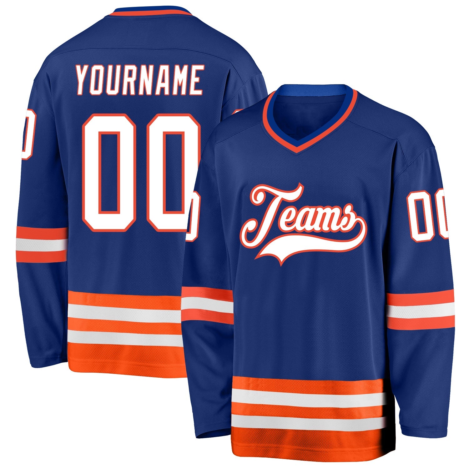 Custom Royal White-Orange Hockey Jersey - Sky-Custom