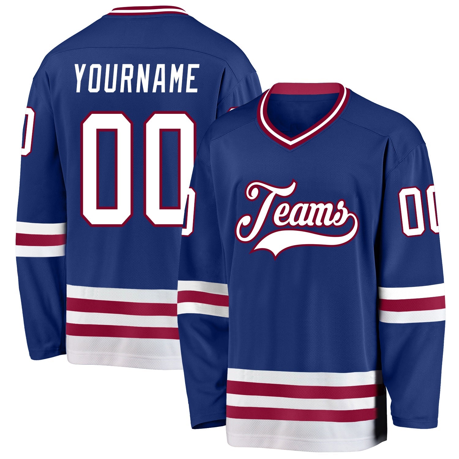 Custom Royal White-Maroon Hockey Jersey - Sky-Custom