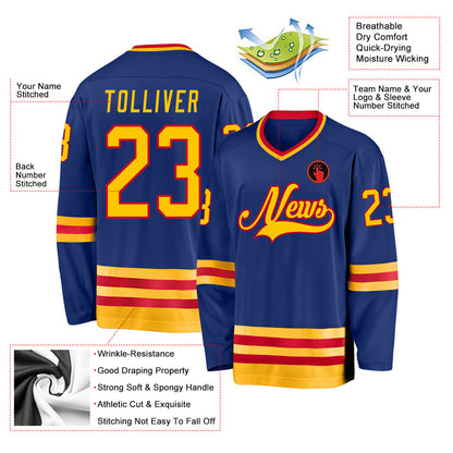 Custom Royal Gold-Red Hockey Jersey - Sky-Custom