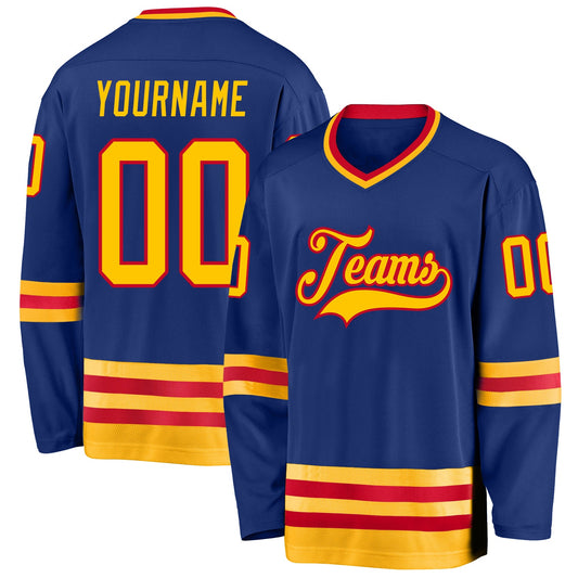 Custom Royal Gold-Red Hockey Jersey - Sky-Custom