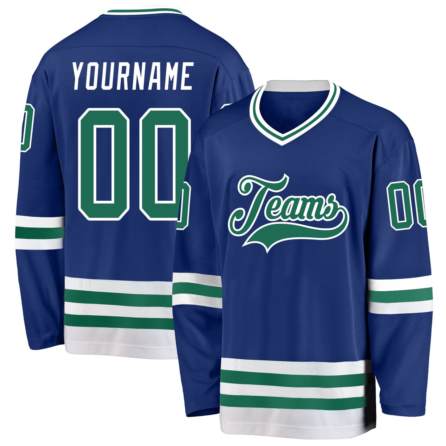 Custom Royal Kelly Green-White Hockey Jersey - Sky-Custom