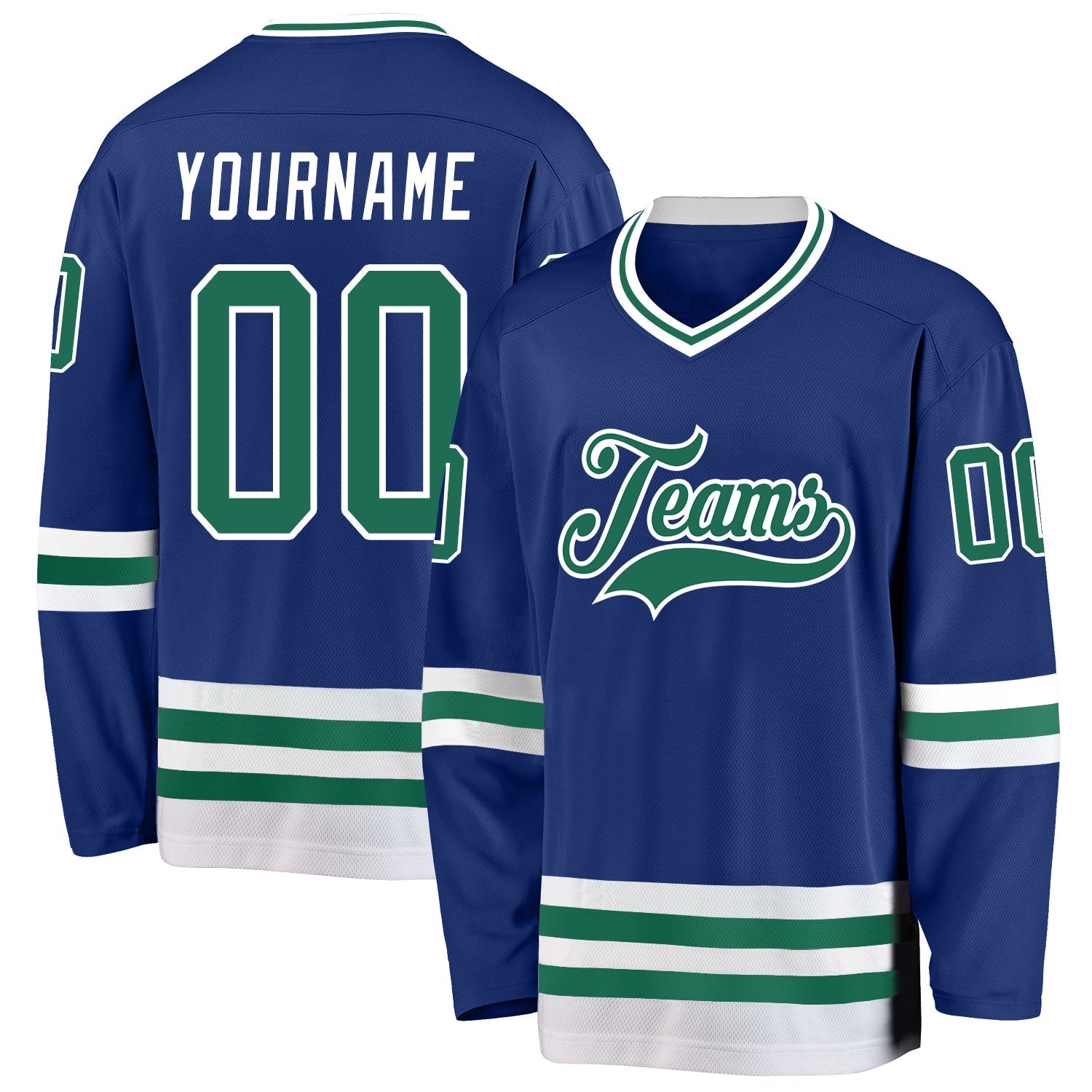 Custom Royal Kelly Green-White Hockey Jersey - Sky-Custom