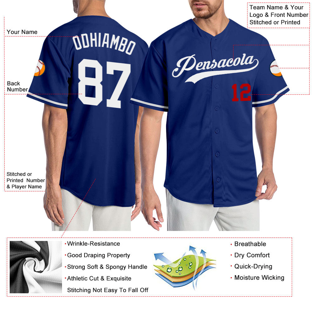 Custom Royal White-Red Authentic Baseball Jersey - Sky-Custom