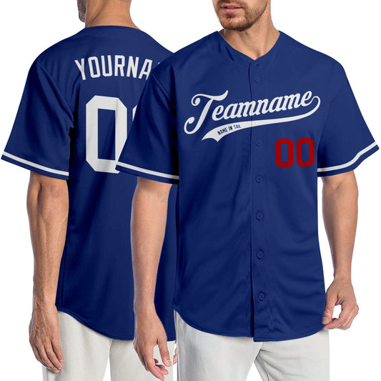Custom Royal White-Red Authentic Baseball Jersey - Sky-Custom
