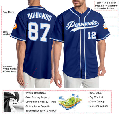 Custom Royal White-Light Blue Authentic Baseball Jersey - Sky-Custom