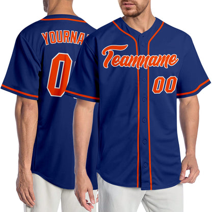 Custom Royal Orange-White Authentic Baseball Jersey - Sky-Custom