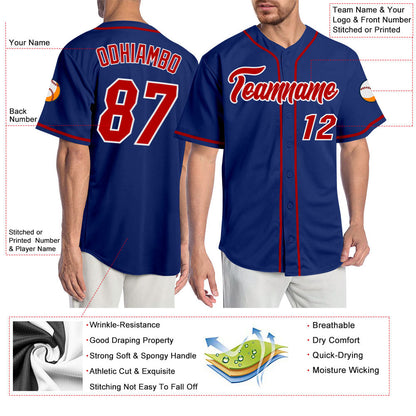 Custom Royal Red-White Authentic Baseball Jersey - Sky-Custom