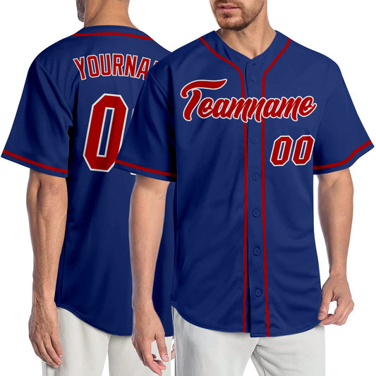 Custom Royal Red-White Authentic Baseball Jersey - Sky-Custom