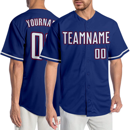 Custom Royal White-Red Authentic Baseball Jersey - Sky-Custom