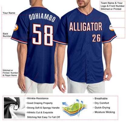 Custom Royal White-Red Authentic Baseball Jersey - Sky-Custom