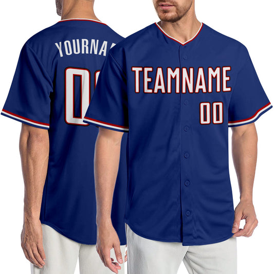 Custom Royal White-Red Authentic Baseball Jersey - Sky-Custom