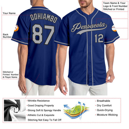 Custom Royal Gray-Black Authentic Baseball Jersey - Sky-Custom