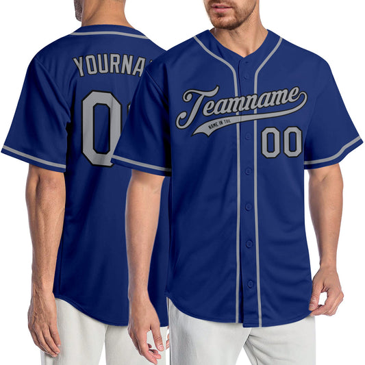 Custom Royal Gray-Black Authentic Baseball Jersey - Sky-Custom