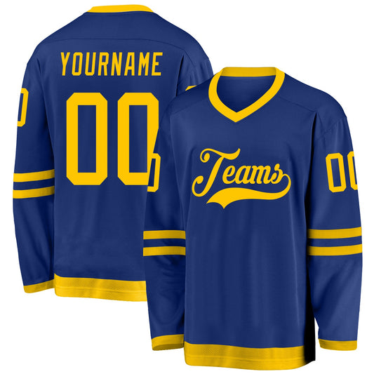 Custom Royal Gold Hockey Jersey - Sky-Custom