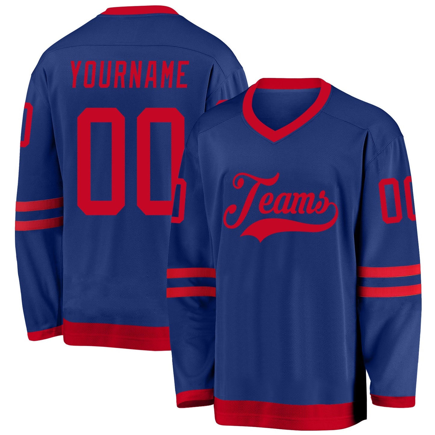 Custom Royal Red Hockey Jersey - Sky-Custom