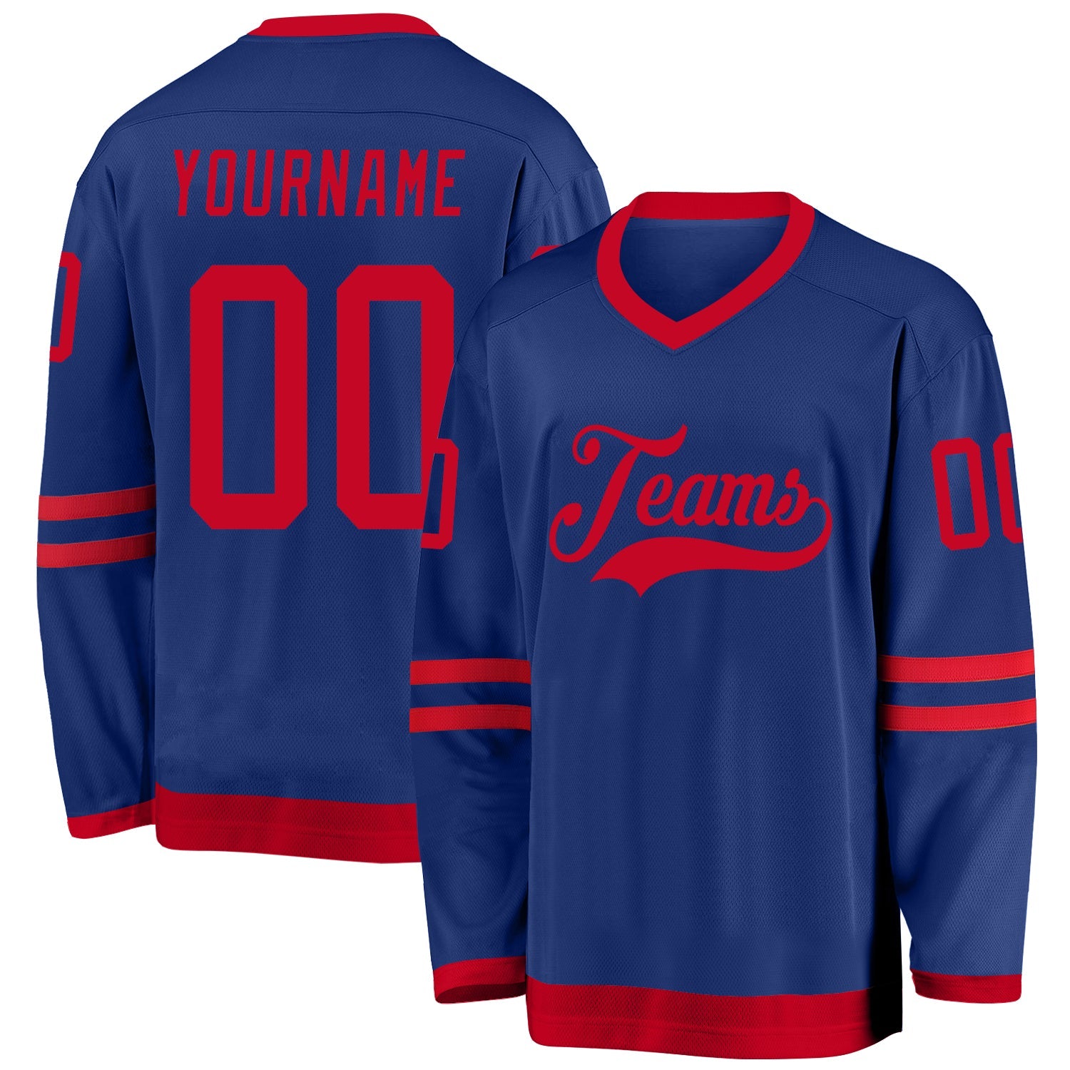 Custom Royal Red Hockey Jersey - Sky-Custom