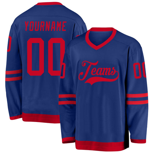 Custom Royal Red Hockey Jersey - Sky-Custom