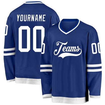 Custom Royal White Hockey Jersey - Sky-Custom