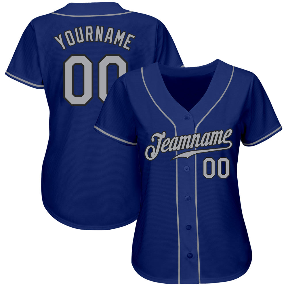 Custom Royal Gray-Black Authentic Baseball Jersey - Sky-Custom