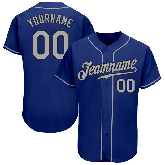 Custom Royal Gray-Black Authentic Baseball Jersey - Sky-Custom
