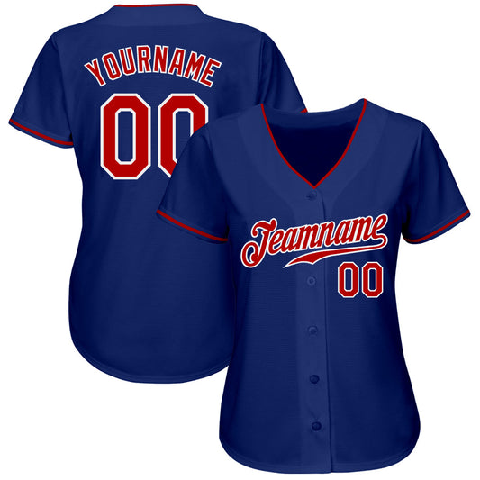 Custom Royal Red-White Authentic Baseball Jersey - Sky-Custom