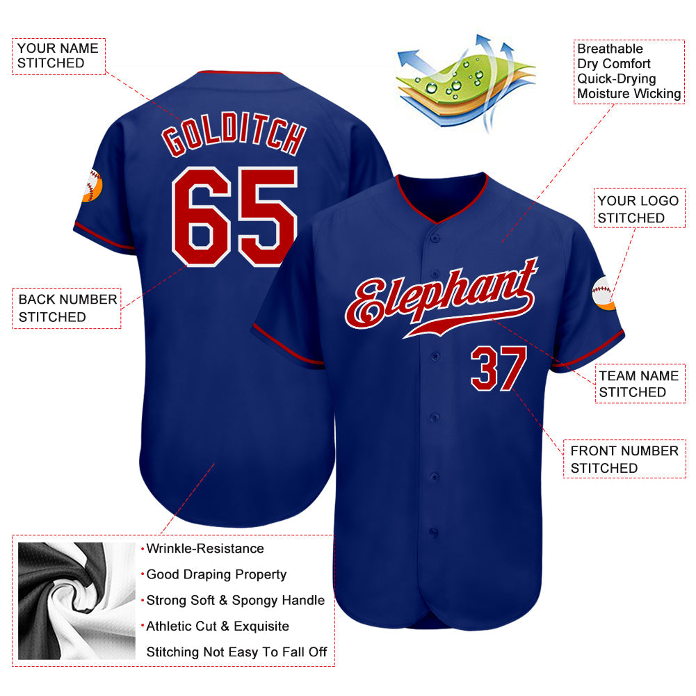 Custom Royal Red-White Authentic Baseball Jersey - Sky-Custom