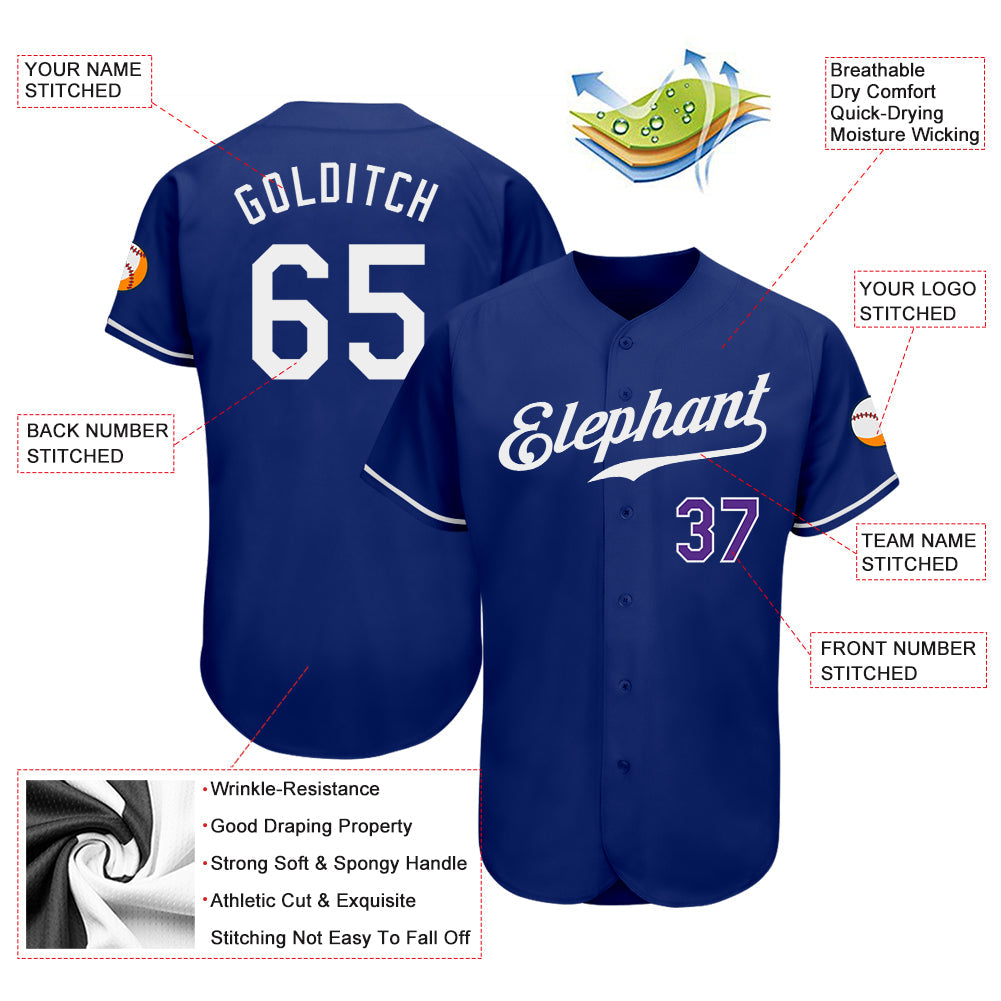 Custom Royal White-Purple Authentic Baseball Jersey - Sky-Custom
