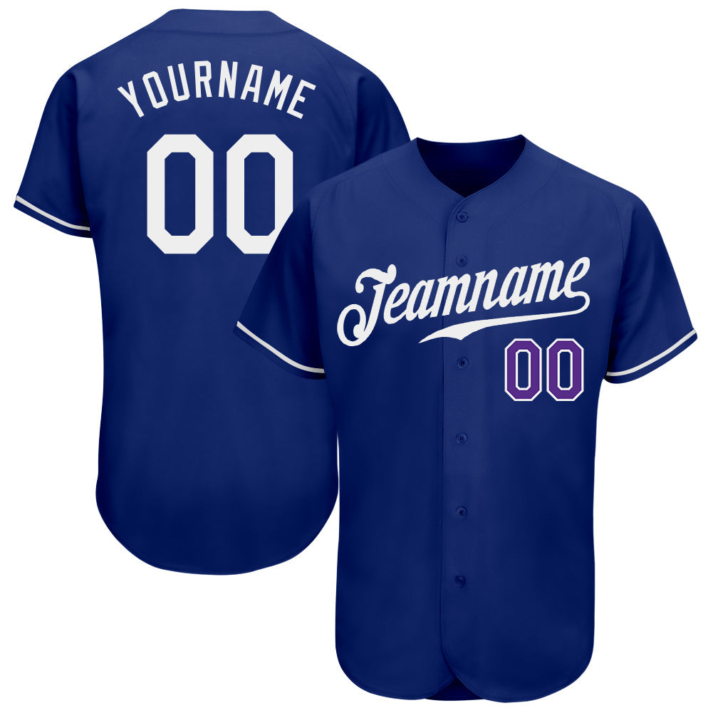 Custom Royal White-Purple Authentic Baseball Jersey - Sky-Custom