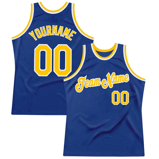 Custom Royal Gold-White Authentic Throwback Basketball Jersey - Sky-Custom