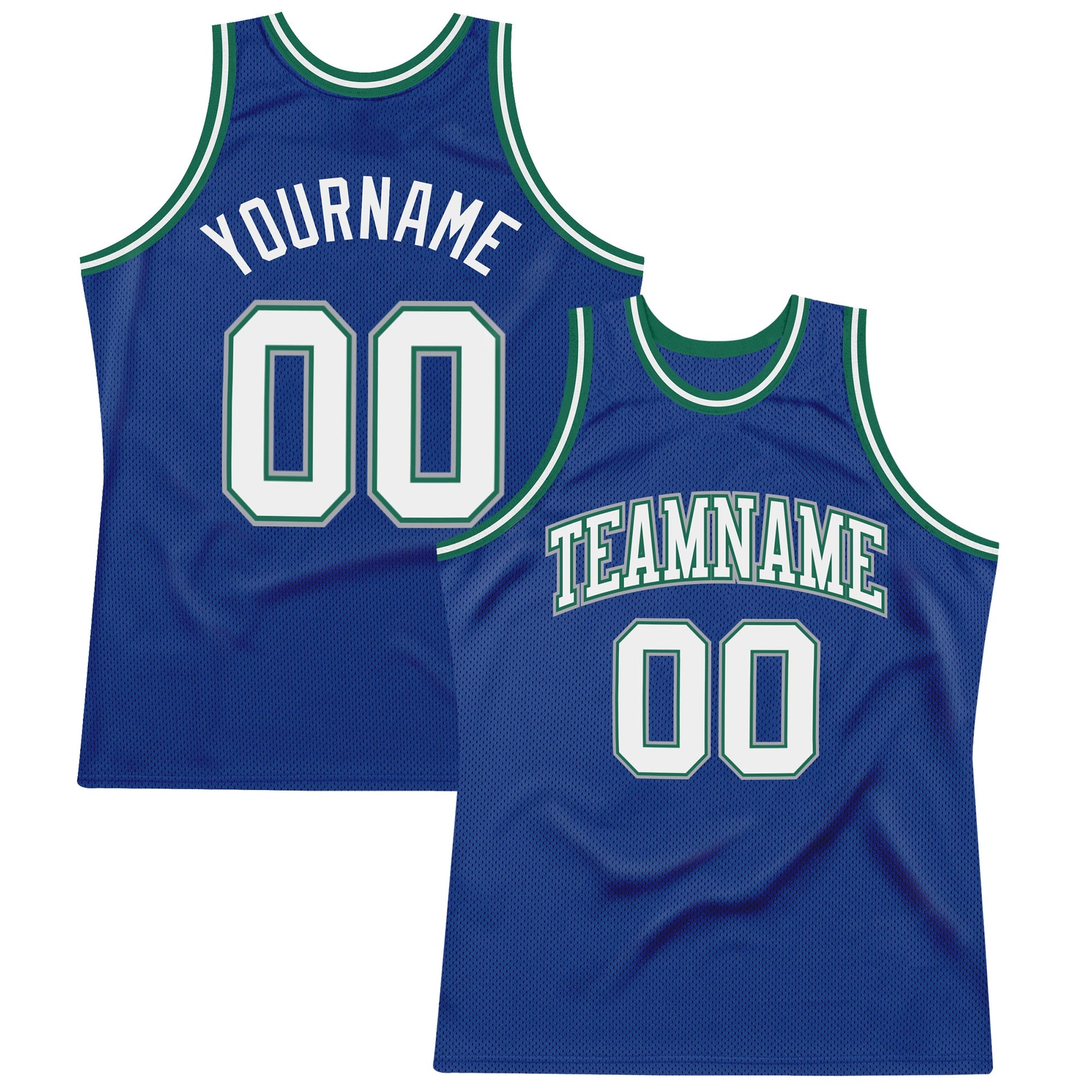Custom Royal White-Kelly Green Authentic Throwback Basketball Jersey - Sky-Custom