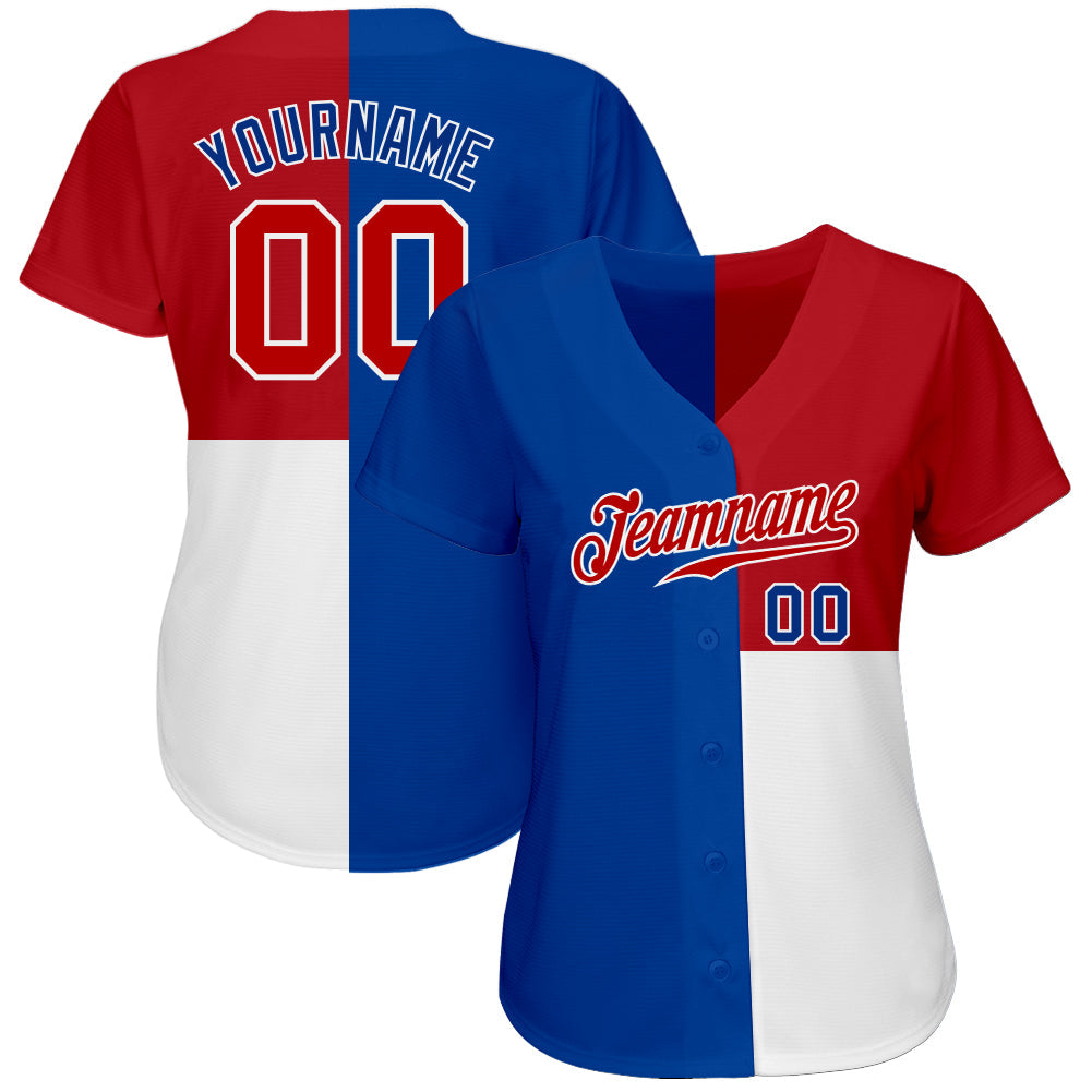 Custom Royal Red-White 3D Pattern Design Multicolor Authentic Baseball Jersey - Sky-Custom