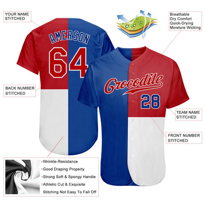 Custom Royal Red-White 3D Pattern Design Multicolor Authentic Baseball Jersey - Sky-Custom