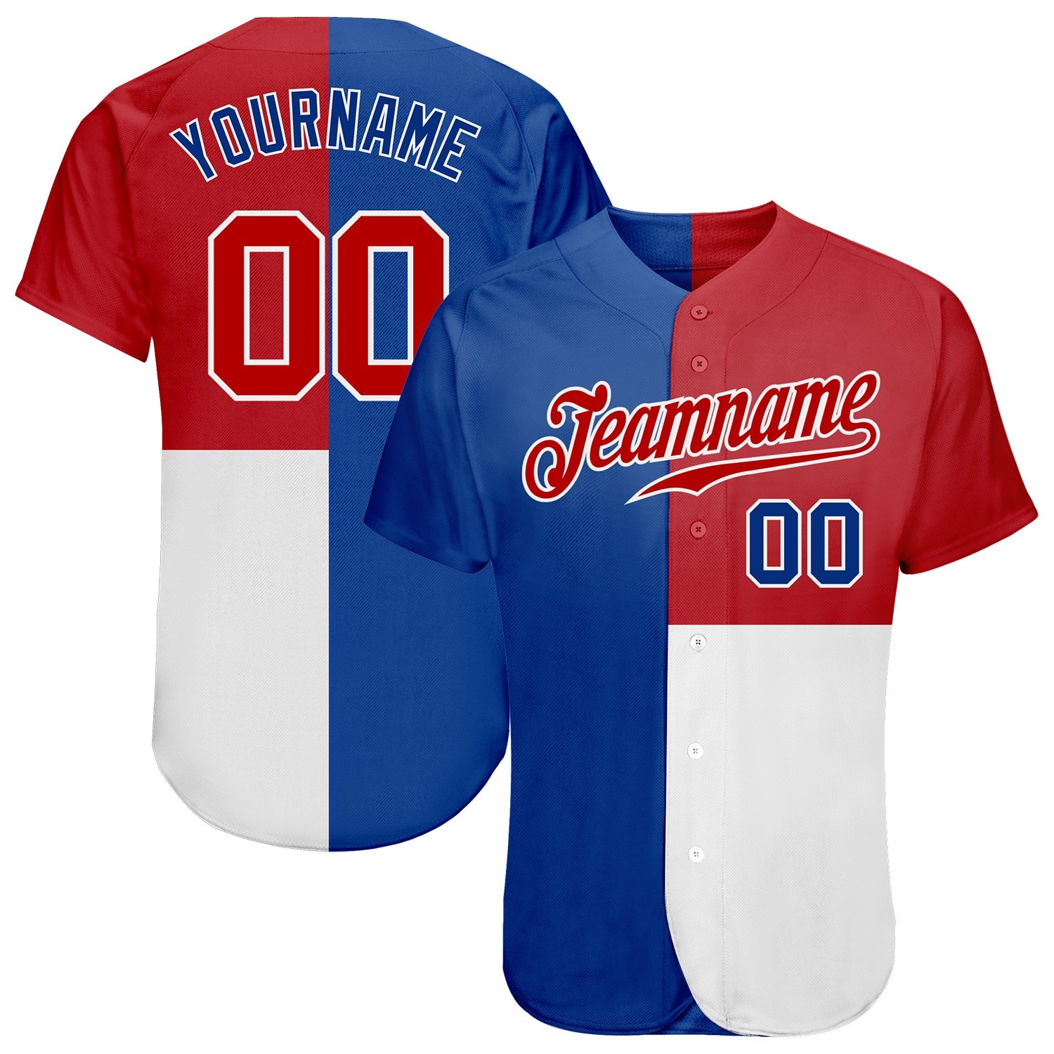 Custom Royal Red-White 3D Pattern Design Multicolor Authentic Baseball Jersey - Sky-Custom