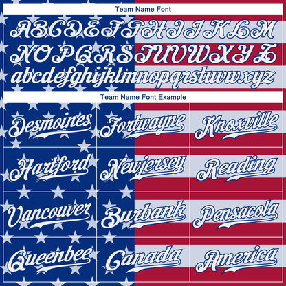 Custom Royal White-Red American Flag Fashion Authentic Baseball Jersey - Sky-Custom