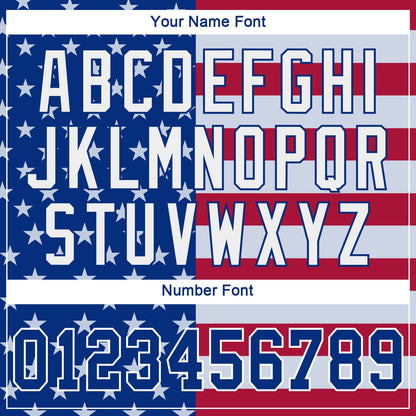 Custom Royal White-Red American Flag Fashion Authentic Baseball Jersey - Sky-Custom