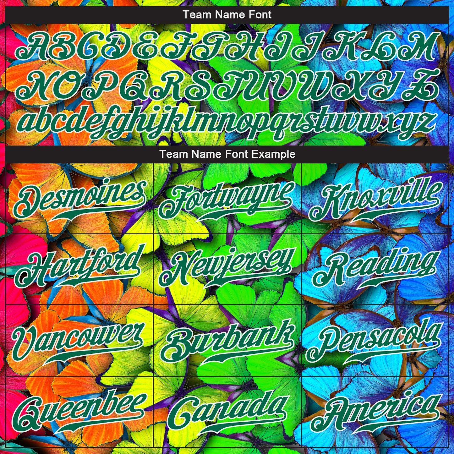 Custom Royal Kelly Green-White 3D Pattern Design Multicolored Butterflies Authentic Baseball Jersey - Sky-Custom