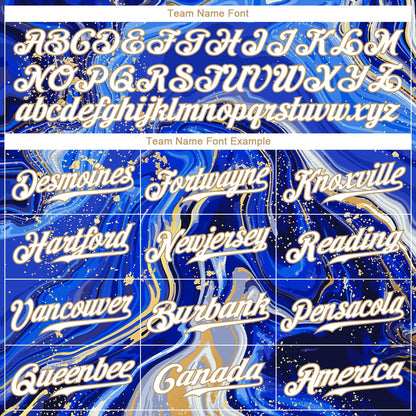 Custom Royal White-Old Gold 3D Pattern Design Marble Authentic Baseball Jersey - Sky-Custom