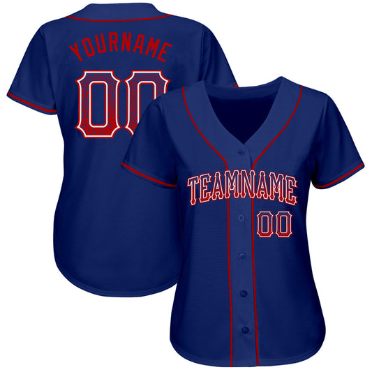 Custom Royal Red-White Authentic Drift Fashion Baseball Jersey - Sky-Custom