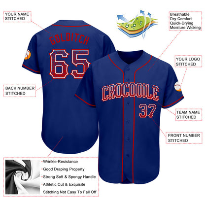 Custom Royal Red-White Authentic Drift Fashion Baseball Jersey - Sky-Custom