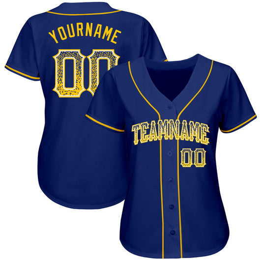 Custom Royal Gold-White Authentic Drift Fashion Baseball Jersey - Sky-Custom