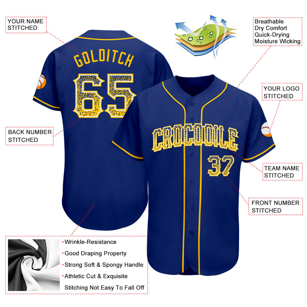 Custom Royal Gold-White Authentic Drift Fashion Baseball Jersey - Sky-Custom