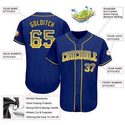 Custom Royal Gold-White Authentic Drift Fashion Baseball Jersey - Sky-Custom