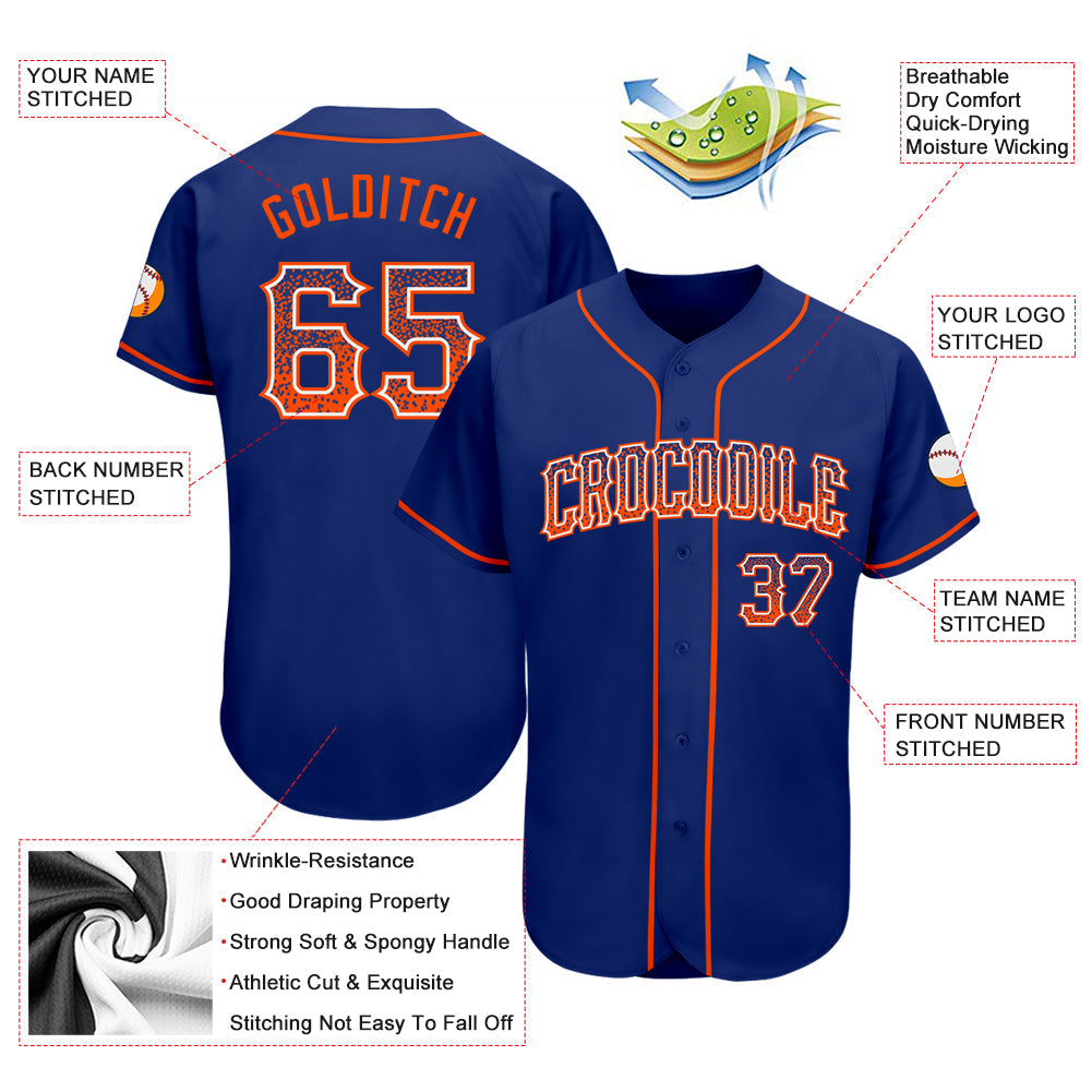 Custom Royal Orange-White Authentic Drift Fashion Baseball Jersey - Sky-Custom
