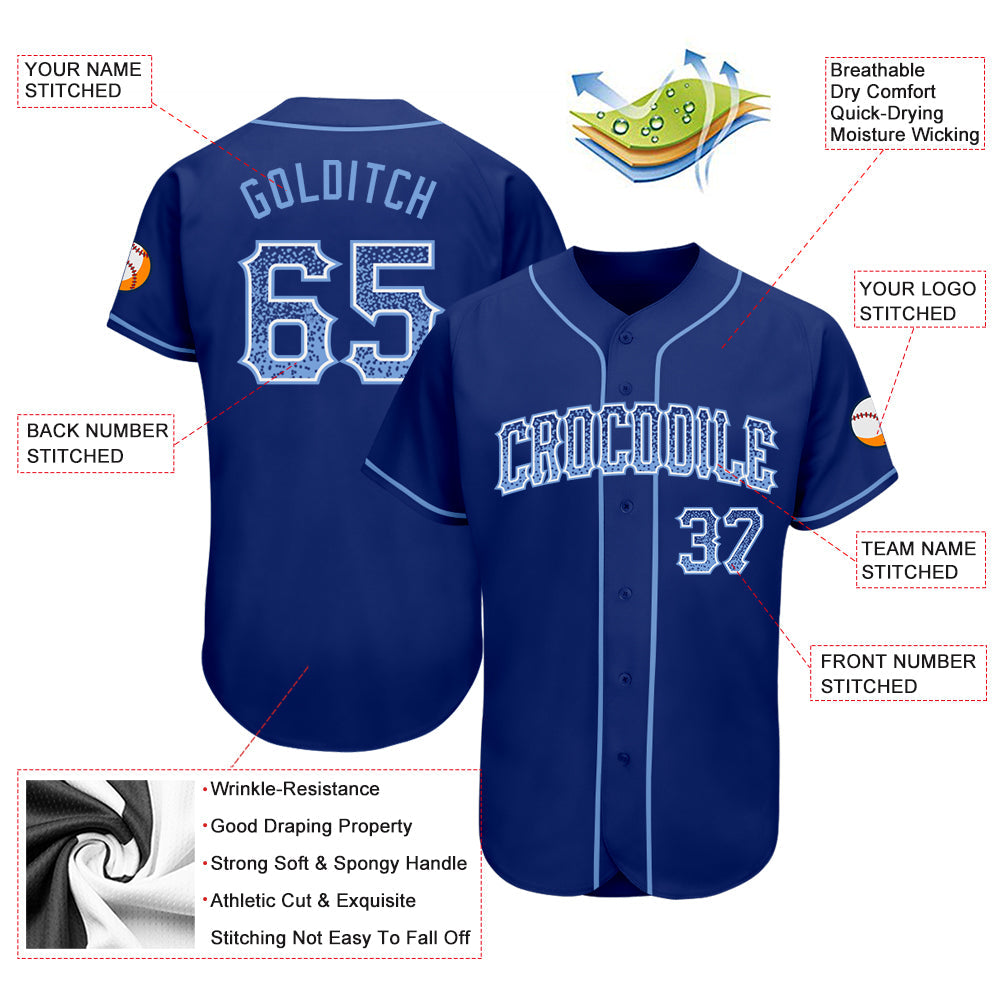 Custom Royal Light Blue-White Authentic Drift Fashion Baseball Jersey - Sky-Custom
