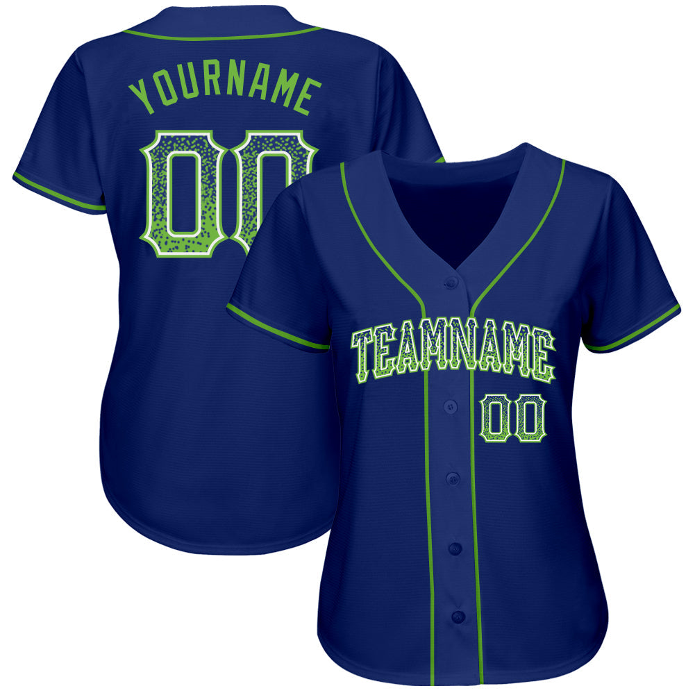 Custom Royal Neon Green-White Authentic Drift Fashion Baseball Jersey - Sky-Custom