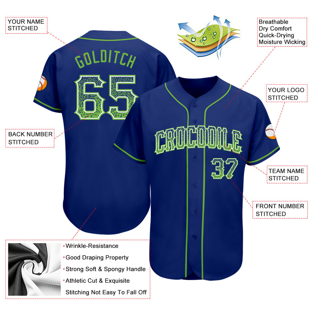 Custom Royal Neon Green-White Authentic Drift Fashion Baseball Jersey - Sky-Custom