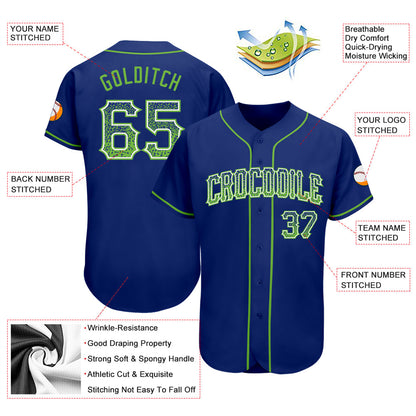 Custom Royal Neon Green-White Authentic Drift Fashion Baseball Jersey - Sky-Custom
