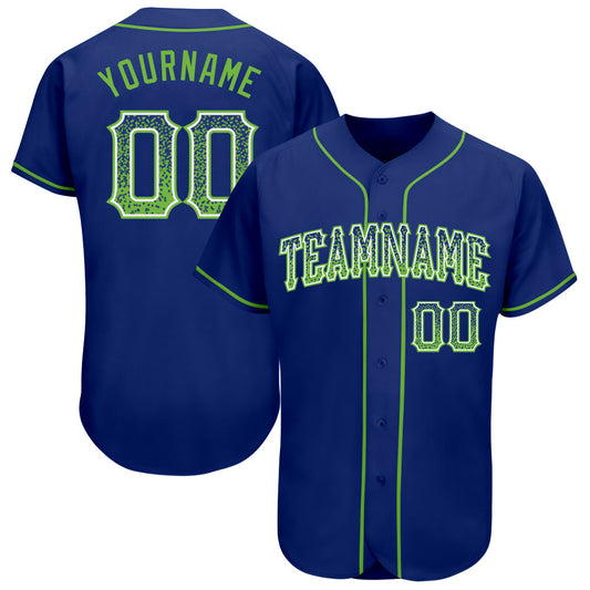 Custom Royal Neon Green-White Authentic Drift Fashion Baseball Jersey - Sky-Custom